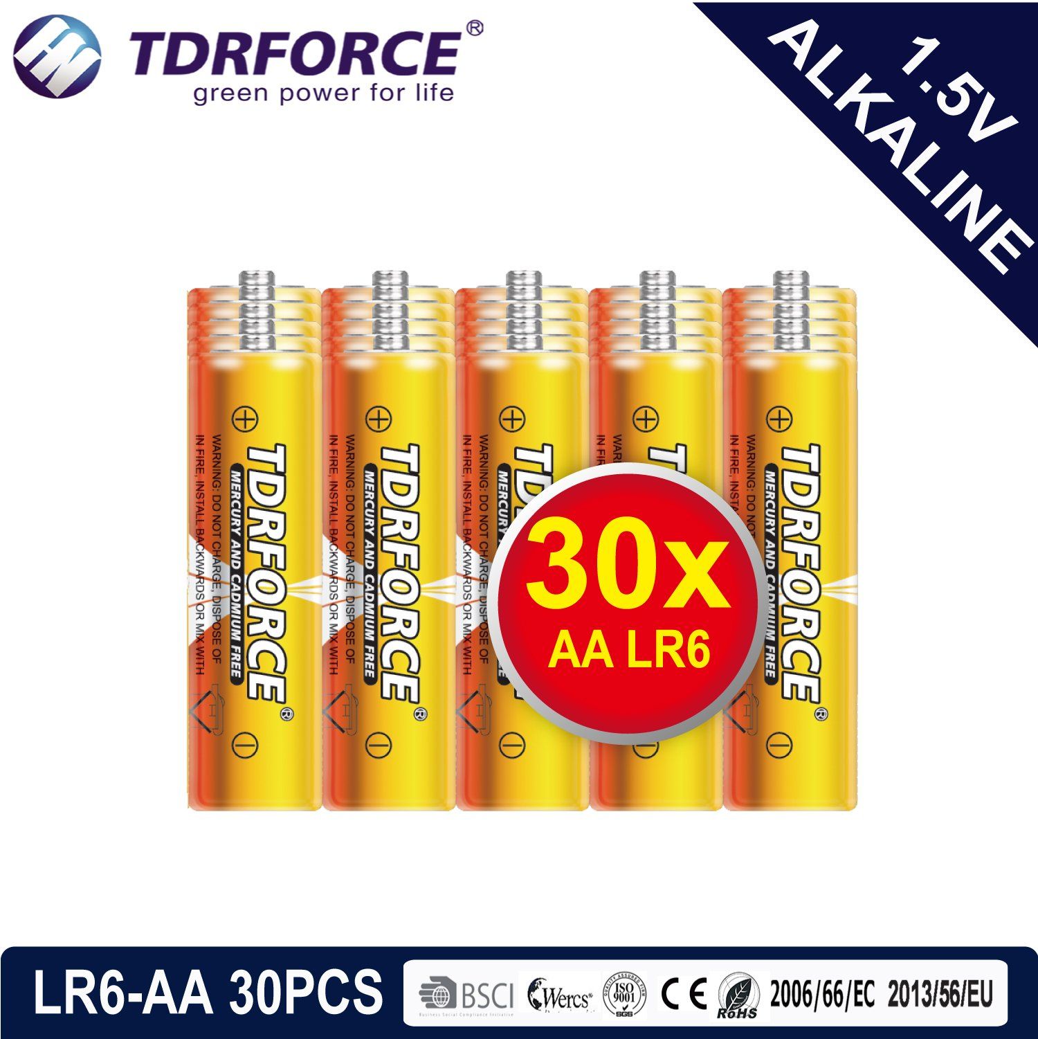 Alkaline Dry Battery with Ce Approved for Toy 30PCS in Bulk (LR6-AA Size)