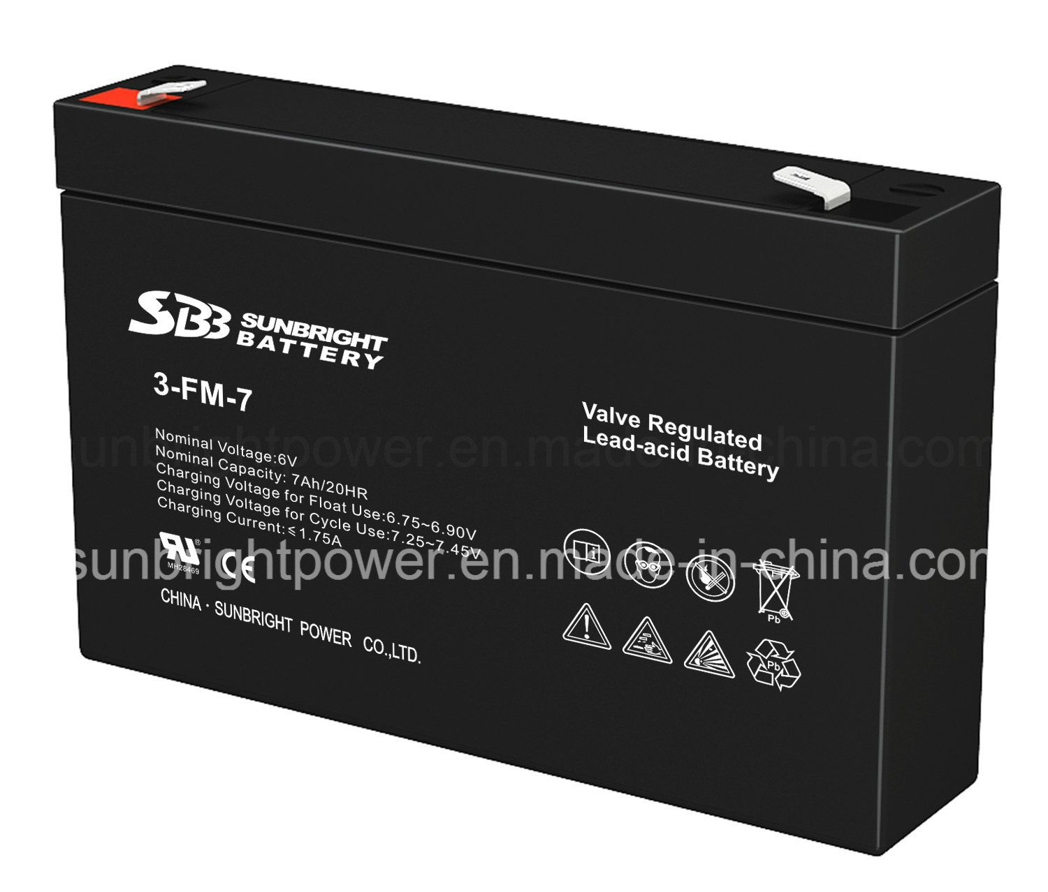 SBB 6V7ah LED Electric Lighting Battery with CE RoHS UL