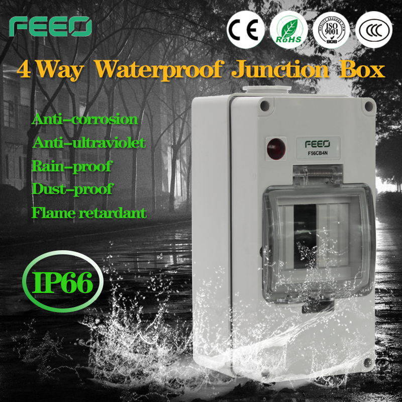 Outdoor 4 Way Distribution Box MCB Circuit Breaker Waterproof Enclosure