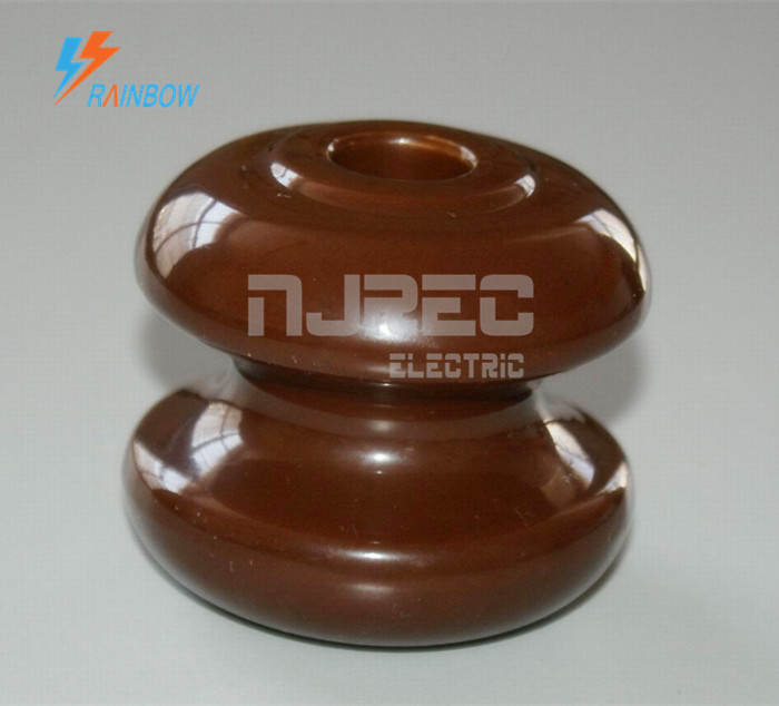 Low Voltage 1617 Brown Glazed Porcelain Ceramic Reel Insulator