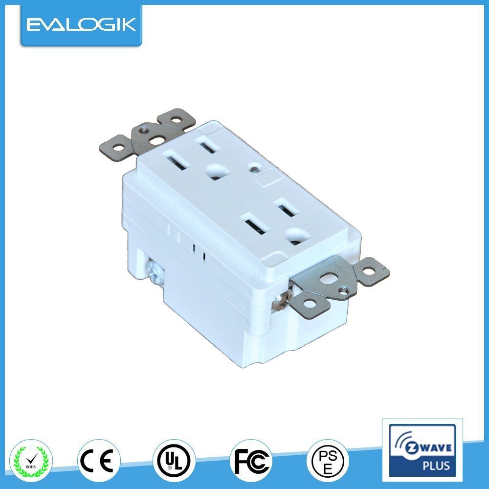 Duplex Receptacle Z-Wave Wall Plate Outlet Socket for Automatic Home (ZW32)