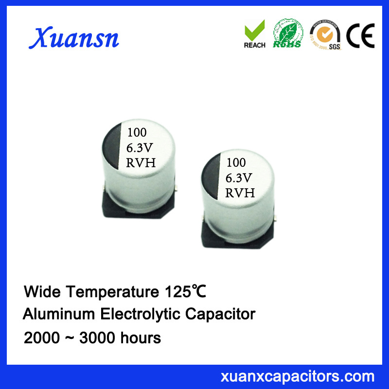 6.3V 100UF 125º C SMD High Temperature Electrolytic Capacitor