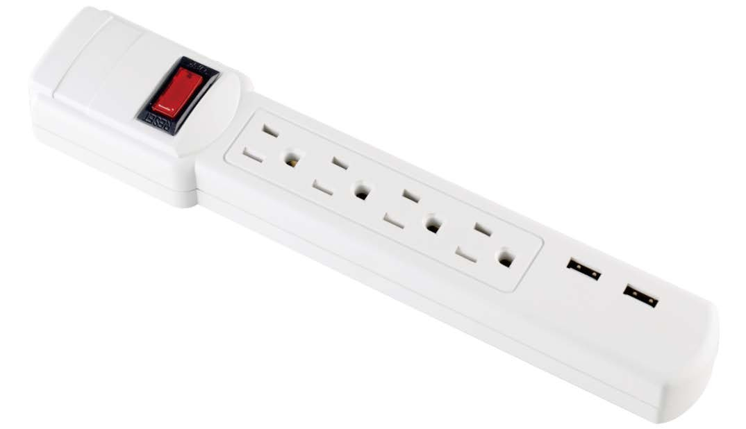 4 Outlets Surge Protector Power Strip with 2 USB Charing Ports Max. 2.1A-UL/cUL/ETL/cETL Approval