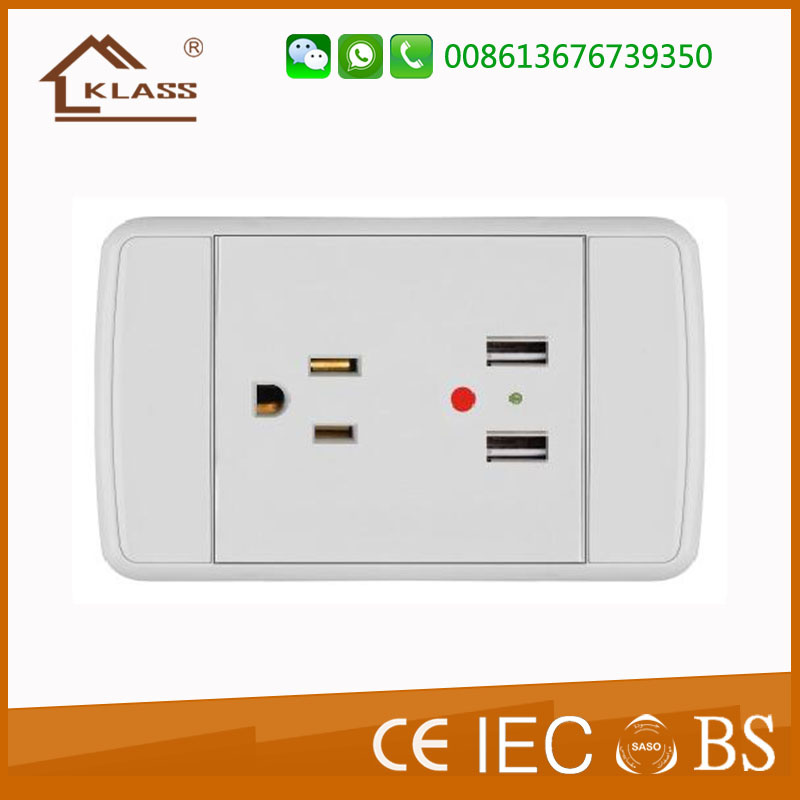 3 Pin USB Wall Sockets Electrical USB Outlets 2.1A