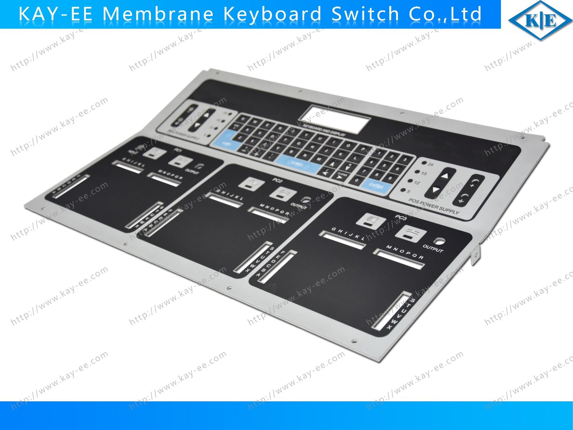 Curved Membrane Control Panel with LEDs and Metal Bezel