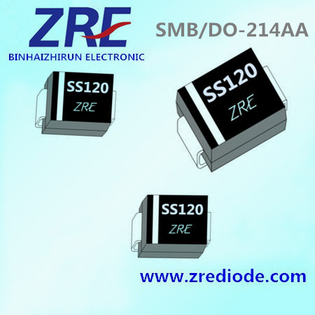 1A Schottky Barrier Rectifier Diode Ss12 Thru Ss120 SMB-Do/214AA Package