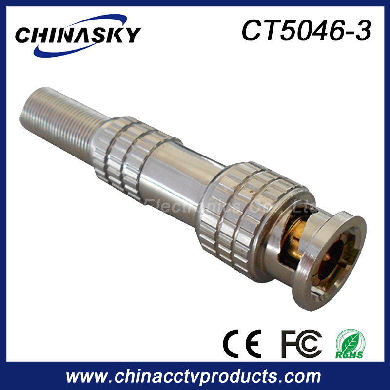 CCTV Male Solderless BNC Connector with Long Metal Boot (CT5046-3)