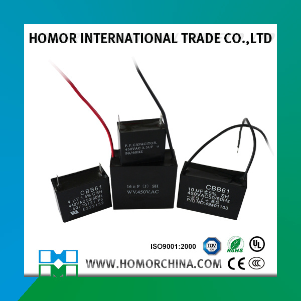 Cbb61 Metalized Polypropylene Film Capacitor for Fan