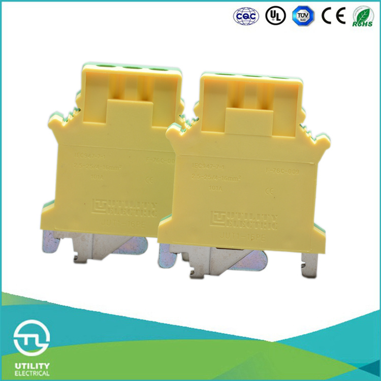 Utl Yellow-Green Earth Terminal Blocks 16mm2 Ground Connector