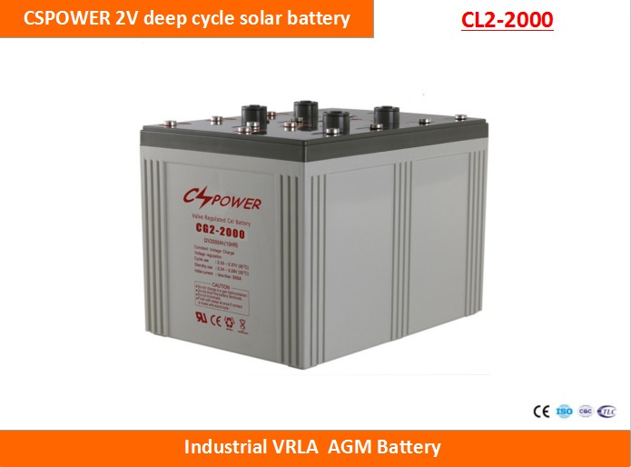Cspower 2V2000ah Deep Cycle AGM Battery for Solar Power System, China Manufacturer