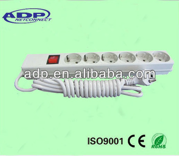 6 Way European Extension Socket with 2 USB Power Port