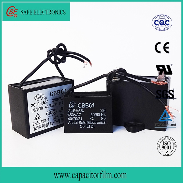 Cbb61 AC Motor Run and Start Polyester Film Capacitor for Fan