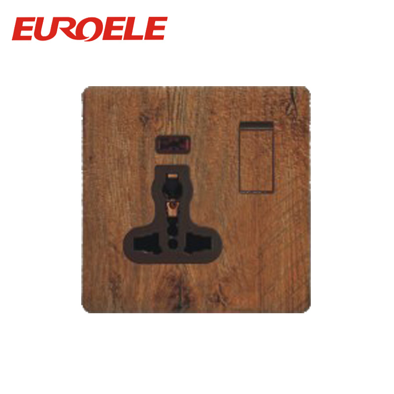 Household Muti-Function Wooden Color Switched Socket with Light