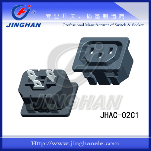 Jhac-02c1 3 Pins AC Power Socket/ PA66 Connector/ Connectors