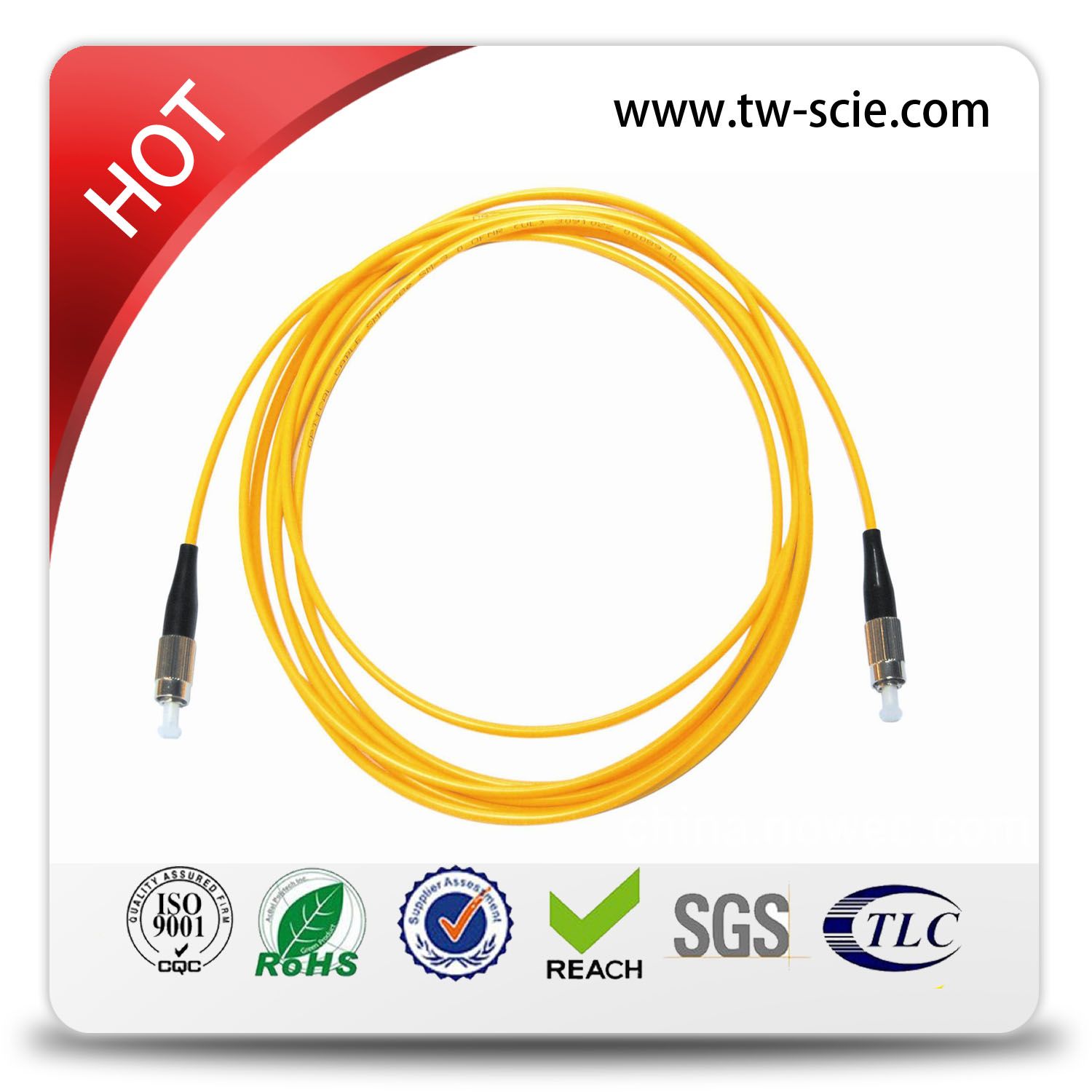FC/APC- FC/APC Sm Simplex 3.0mm 5m Yellow Fiber Patch Cord