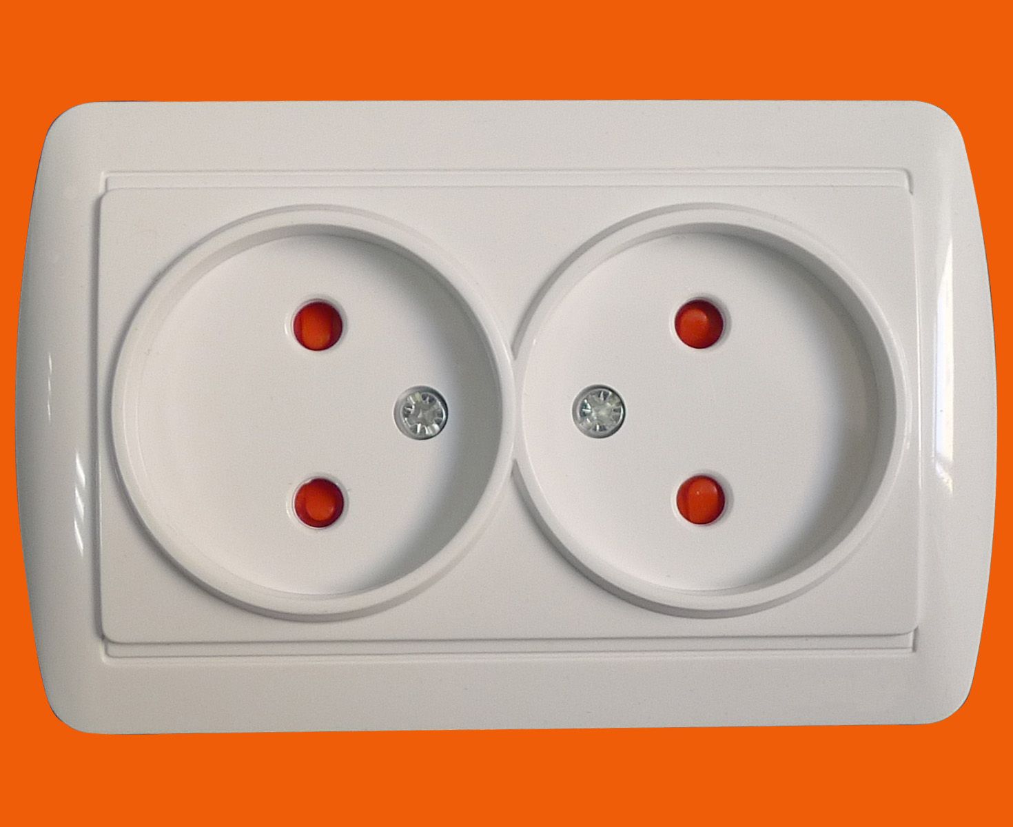ABS 10A 16A 250V 2p Double Surface Mounted Electrical Wall Socket (S8209)