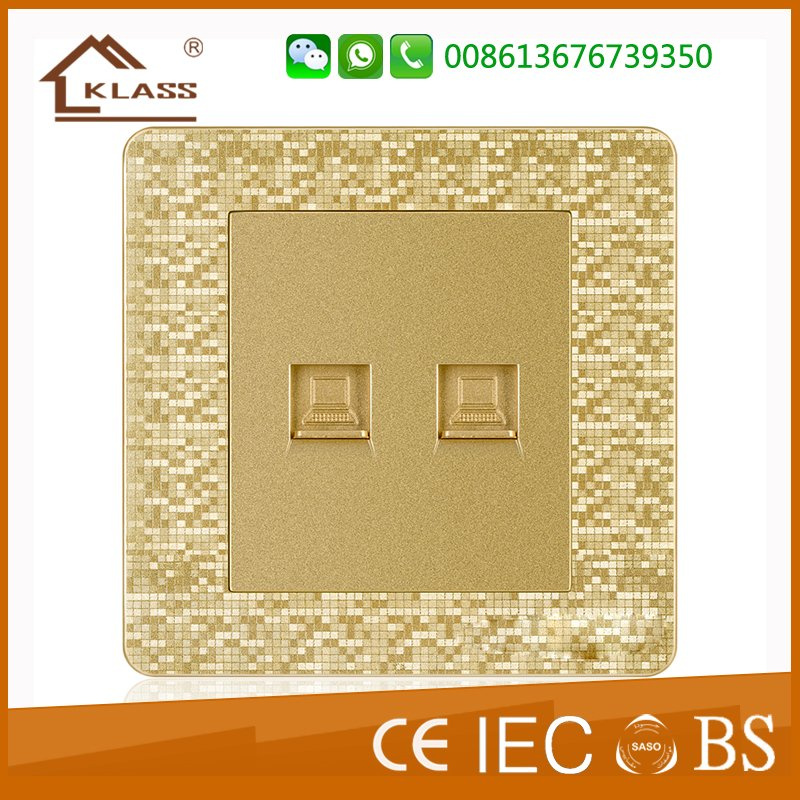 Cheap Wholesale PC Material Home Wall Socket Double Tel Socket