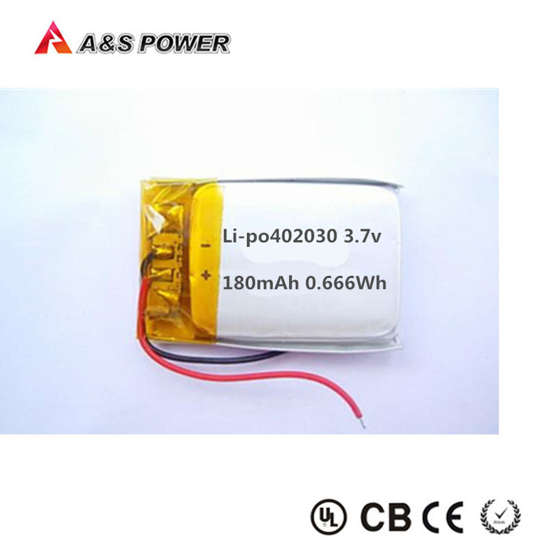 402030 3.7V 180mAh Lithium-Ion Polymer Rechargeable Battery