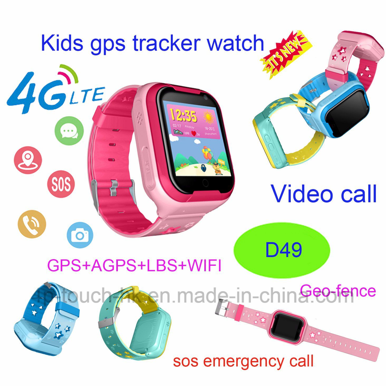 4G/Lte WiFi Kids Safety GPS Tracker Watch for Android System D49