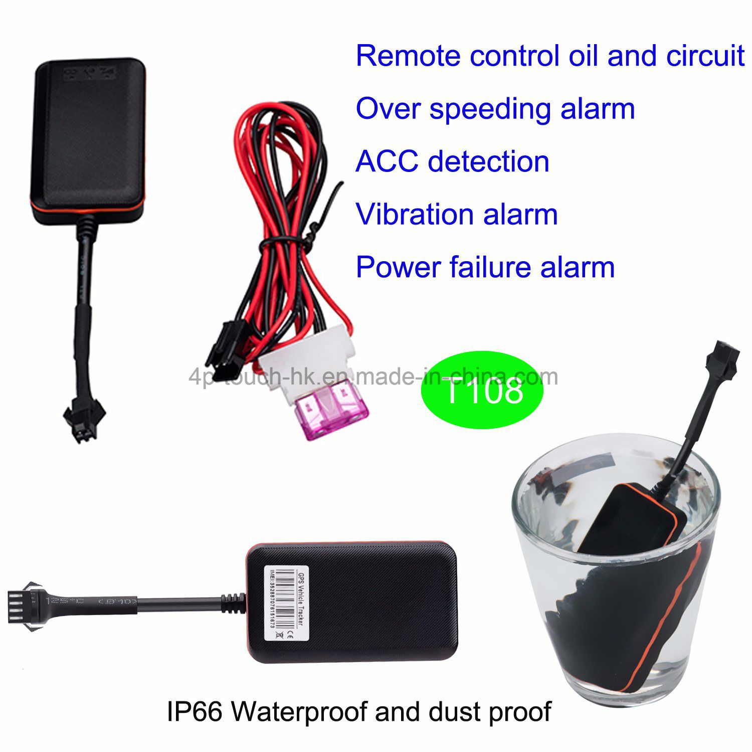 GSM SIM Card Vehicle GPS Tracker with Vibration Alarm T108