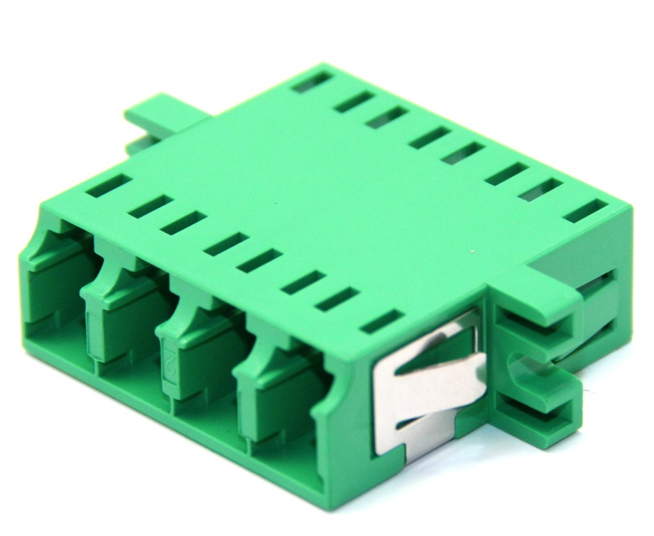 LC Quadplex Fiber Optic Adapter with Flange
