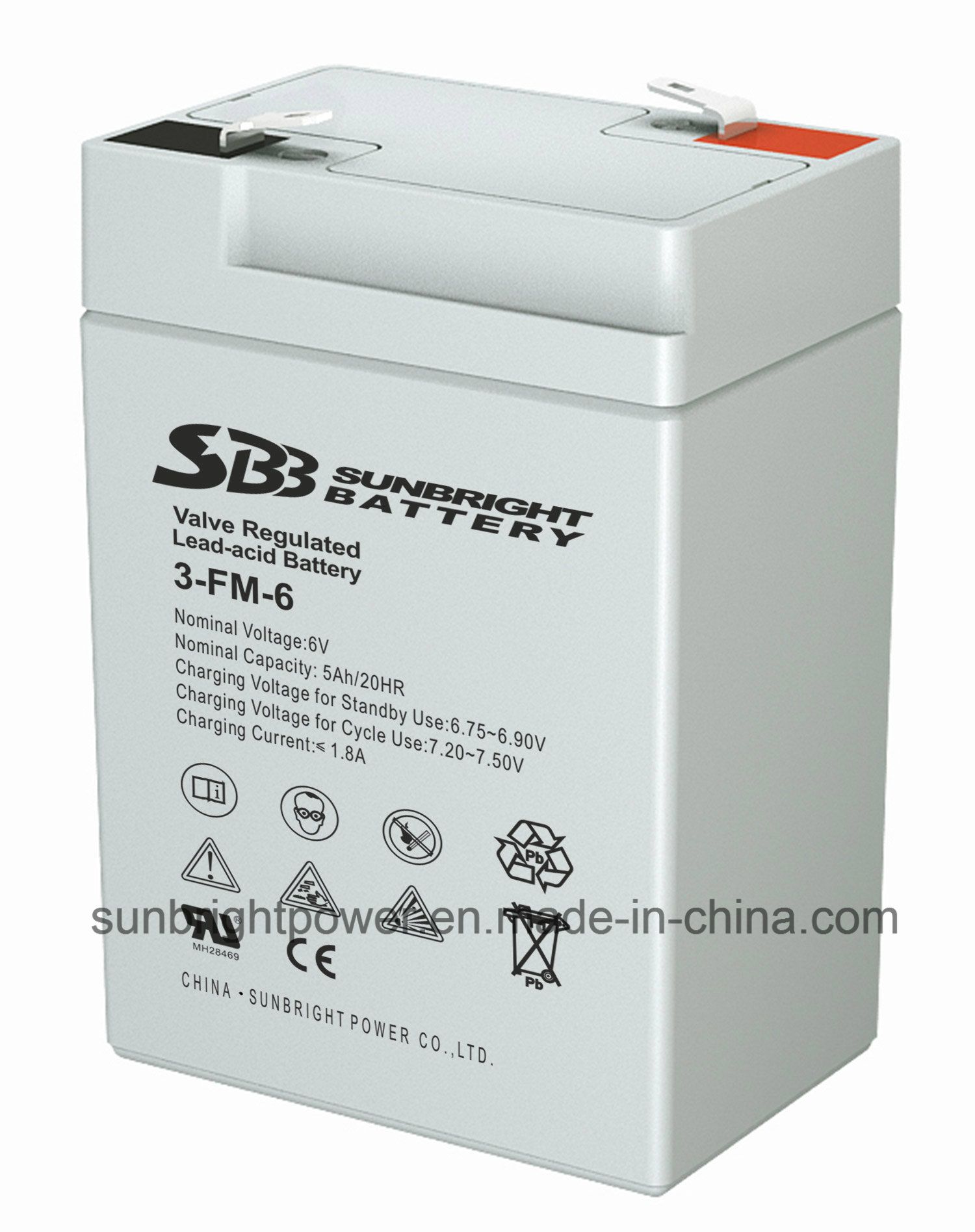 6V6ah Small Size AGM Battery (3-FM-6W) with CE RoHS UL