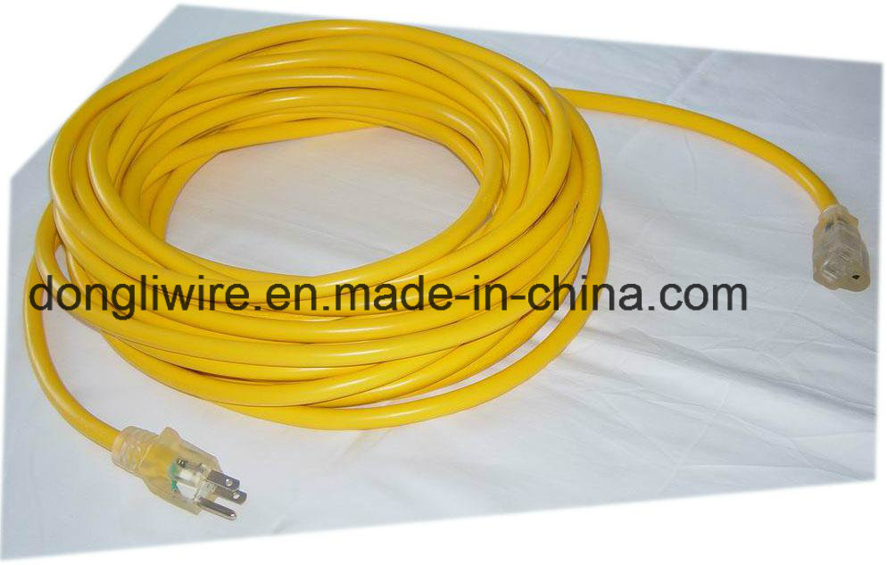 Outdoor UL/ETL Heavy Duty 12AWG 02FT - 100FT Extension Cord Power Cord with NEMA5-15 Lighted End