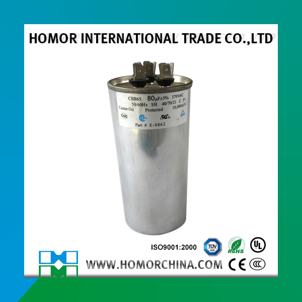 Cbb65 Aluminum Shell Starting Motor Capacitor 450V 20UF 4+4