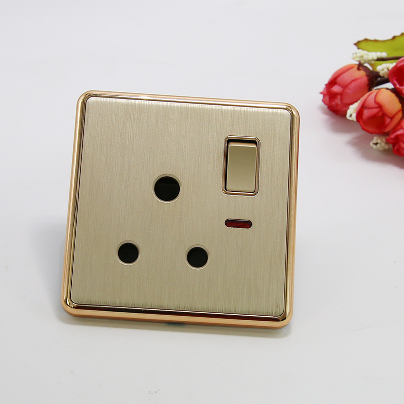 UK Standard One Gang Switched Socket with Neon