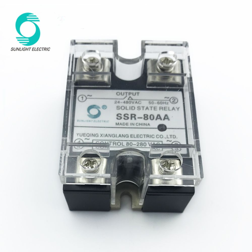High Power SSR-80AA 80A Control 90V-250VAC Output 24V-480 AC Single Phase SSR Relay Solid State Relay