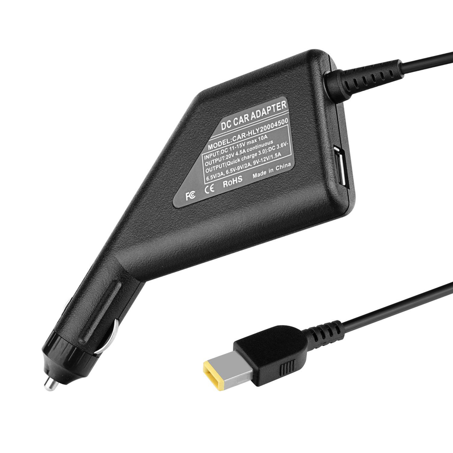 Laptop Car Adapter for IBM/Lenovo 20V 4.5A Rectangular with Pin