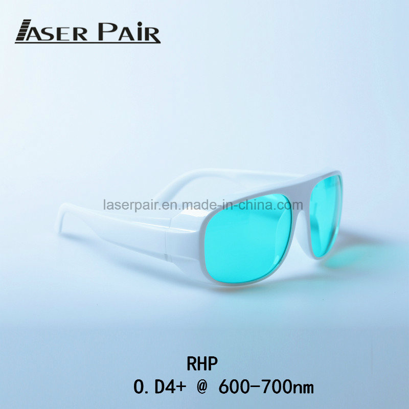 CE EN207 High Quality Laser Safety Glasses Eye Protection Rhp O.D4+@600-700nm,V.L.T:50% with White Color for Red Laser Diode  for Machine Cutting and Engraving