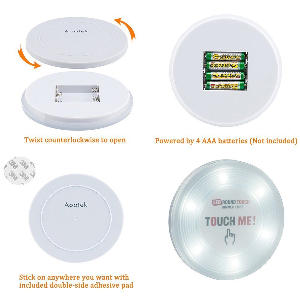 Stick on Anywhere 6 LED Touch Sensor Lamp for Closet Cabinet Wardrobe Bookshelf Dimmable Night Light