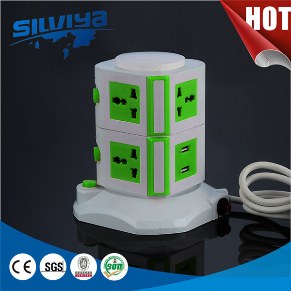 2 Layer Multi Power Socket with Surge Protection and USB