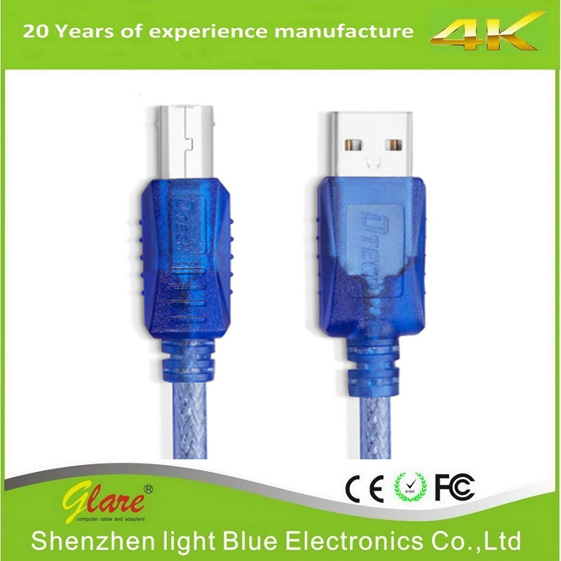 Wholes Sale Transparent USB2.0 Am to Bm Cable for Printer
