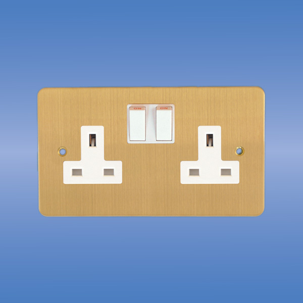Double Switched Socket (Flat Brushed Brass Range)