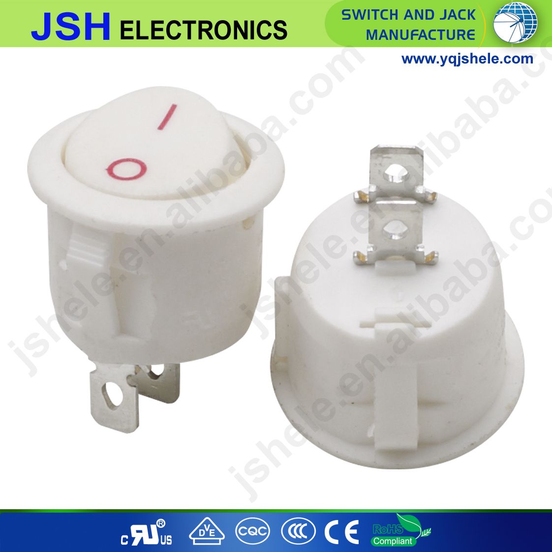 Kcd1 White Round Rocker Switch with 2 Pin