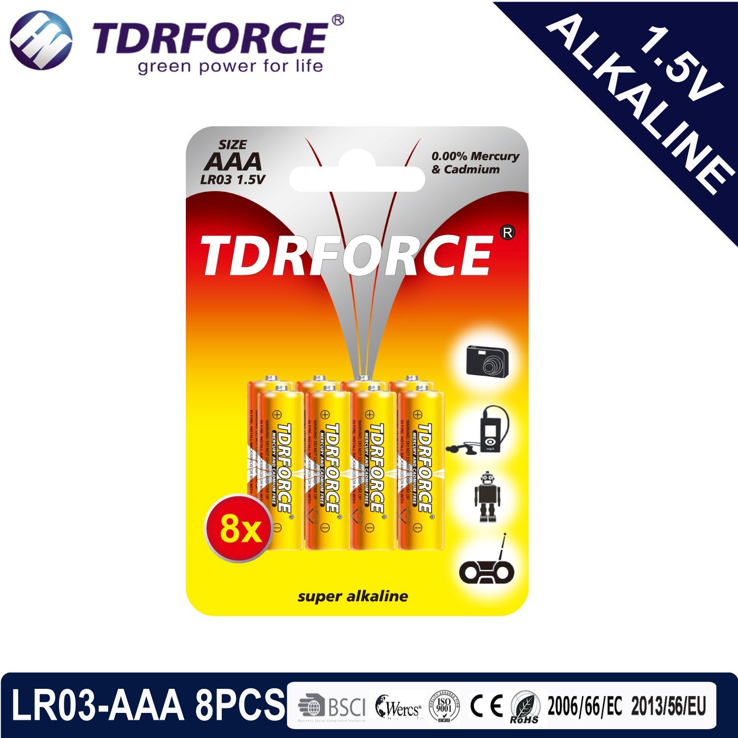 Alkaline Dry Battery with Ce Approved for Toy 8PCS 5 Years Shelf Life (LR03-AAA Size)
