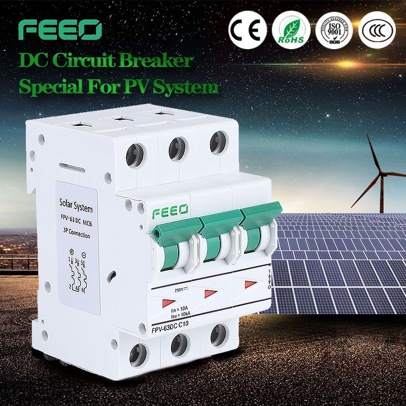 Solar Energy 250V 3p 25A DIN Rail PV System MCB Air Breaker