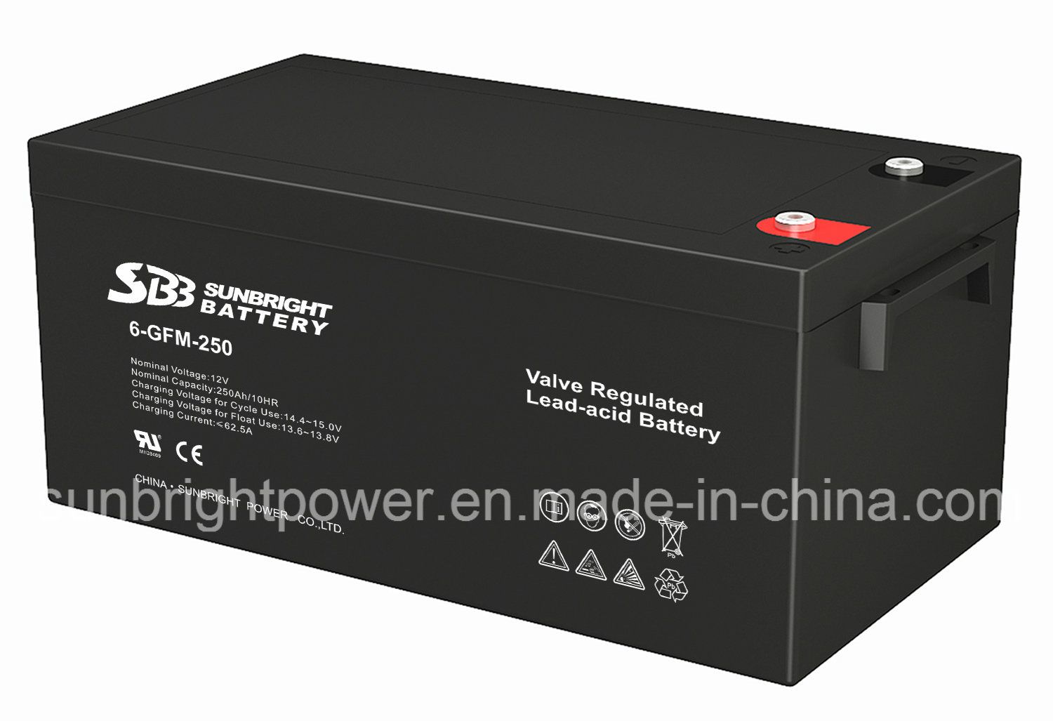 SBB Brand 12V250ah Rechargeable Deep Cycle Solar AGM Battery