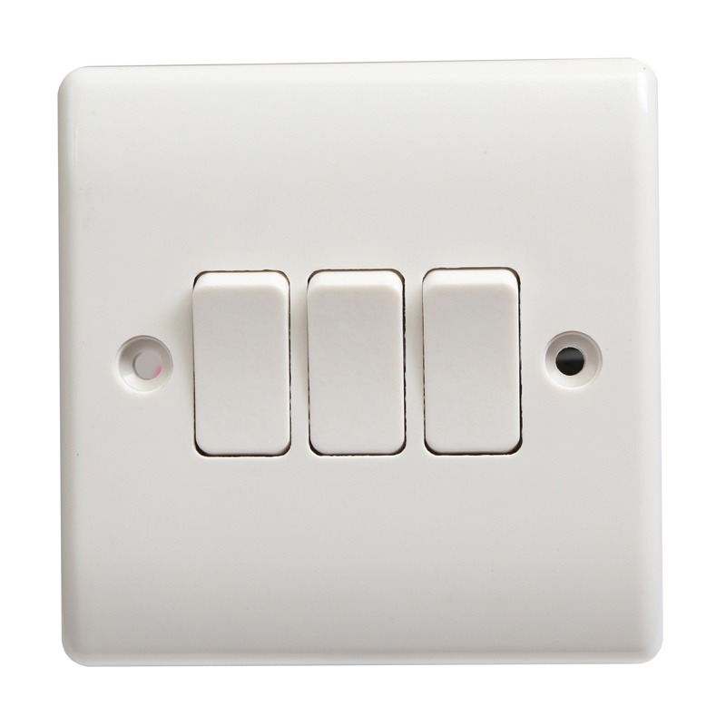 Single Pole 3 Gang 1 Way Electric Switch