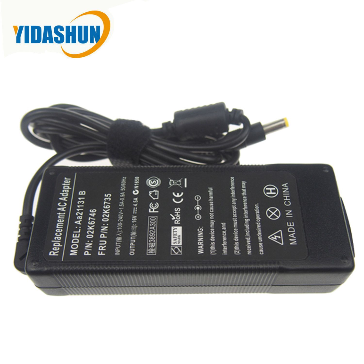 16V 4.5A 5.5*2.5 Notebook Charger Laptop Usage Adapter for Lenovo