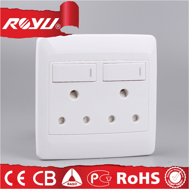 Double Gang 15A Switched Socket SABS Approval