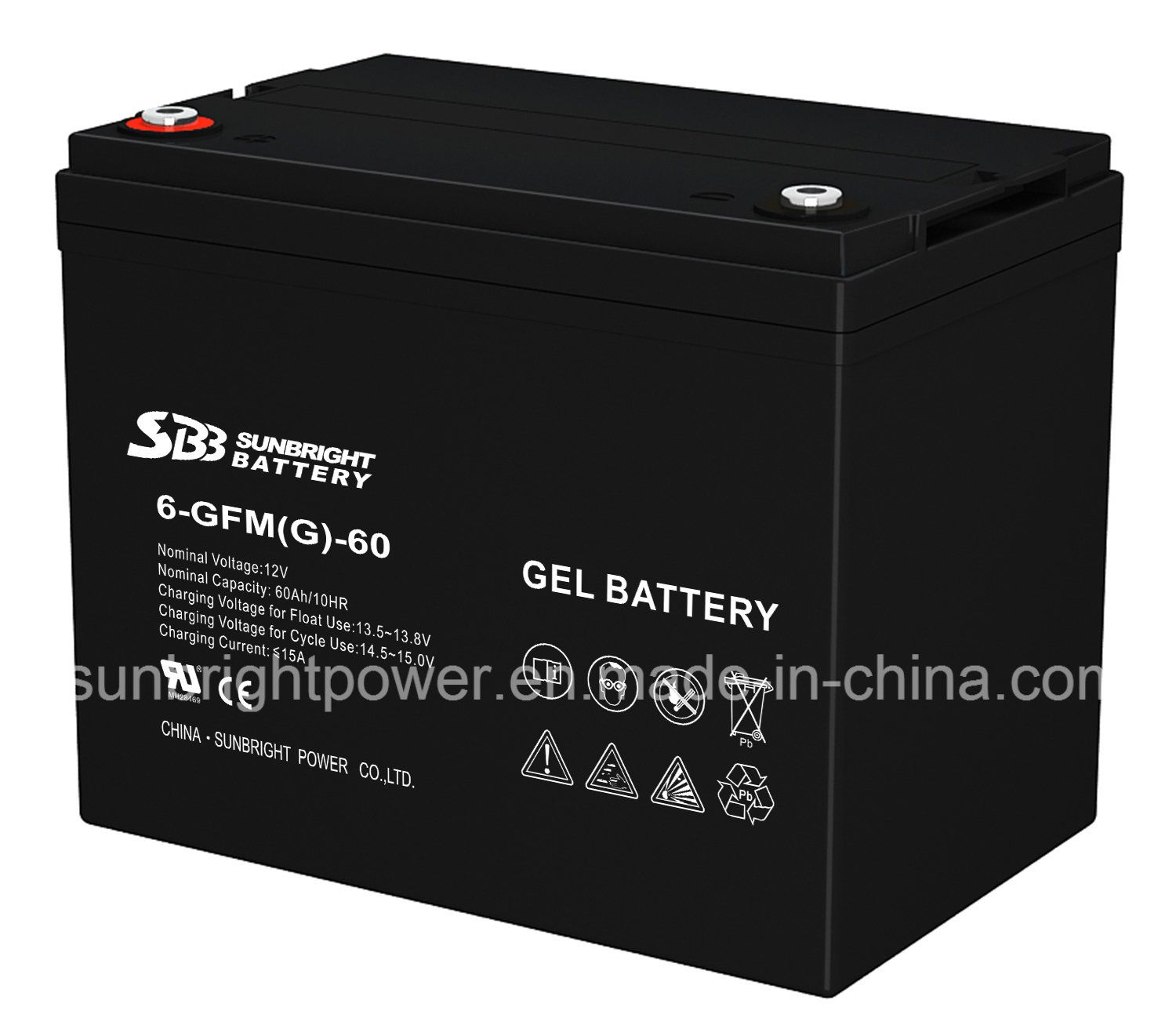 SBB 12V60ah Solar Power Gel Deep Cycle Battery with Ce UL