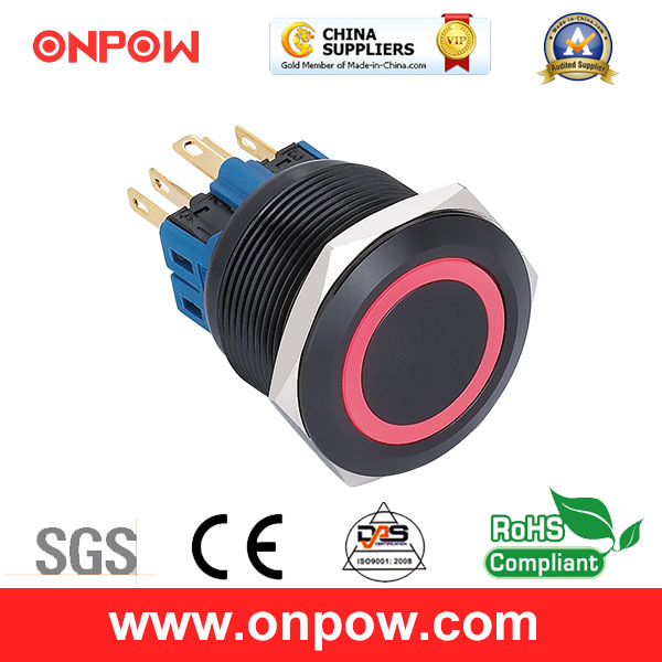 Onpow 25mm Push Button Switch (GQ25-11E/R/6V/A, 25mm, CE, CCC, RoHS)