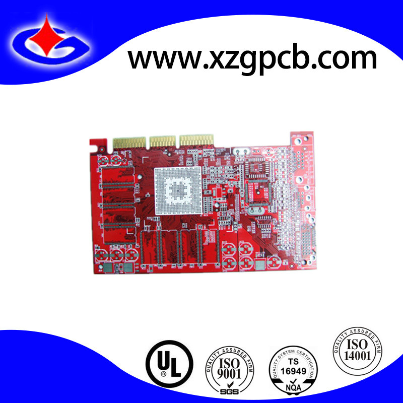 Multilayer Circuit Red Oil Gold Plating PCB Board with BGA