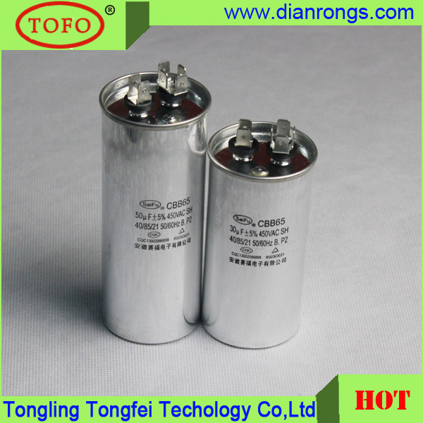 Good Quality 450VAC Aluminum Shell Starting & Run Capacitor Cbb65