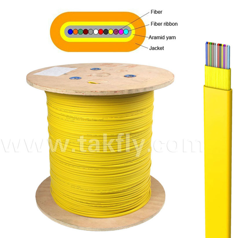 12 Cores Singlemode MPO Indoor Flat Fiber Optic Ribbon Cable
