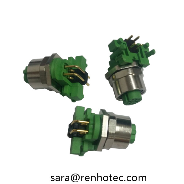 IP67 Waterproof Connector Right Angle M12 4pin D Code PCB Mount Socket