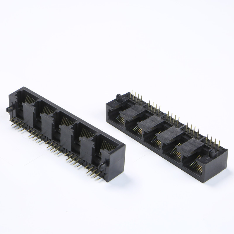 Side Entry Multi-Ports 1X5 Tab Down 10p RJ45 Connector Without Shield